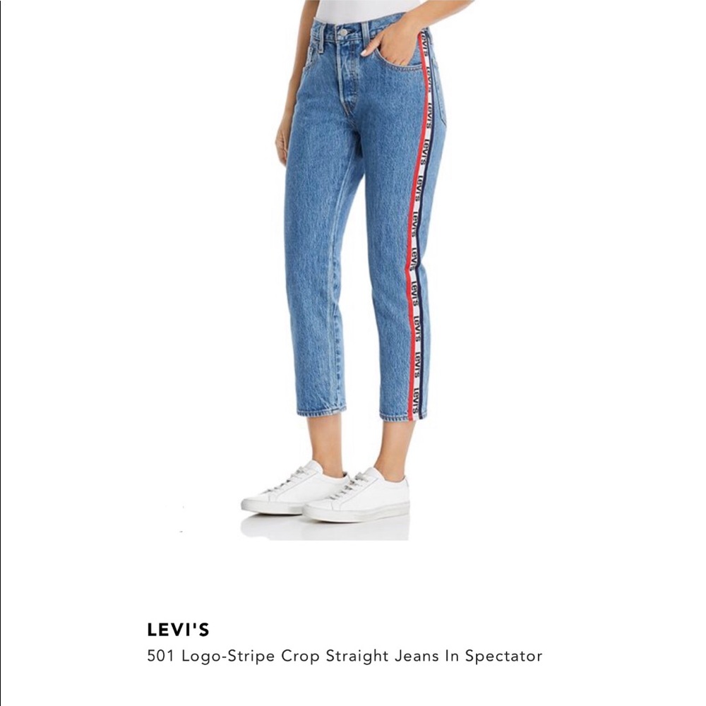 Levi’s 501 Logo-Stripe Crop Straight Jeans Size 28